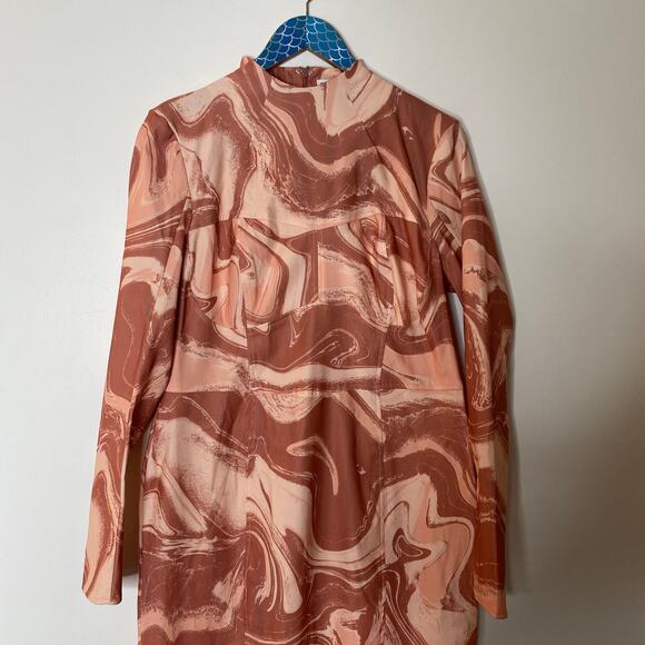 ASOS DESIGN Structured Pink Swirl Print Maxi Dress Seam Detail Size 12 - Picture 3 of 8